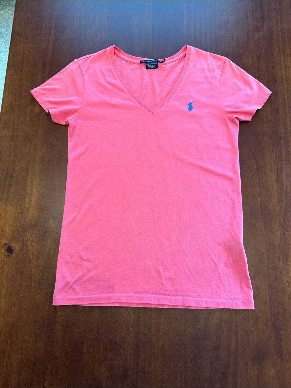 Ralph Lauren Coral Pink V-Neck Short Sleeve Polo Tee